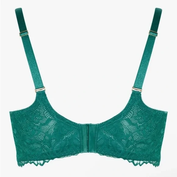 Elegant Emerald green Lace Trim Bra Ladies Size 42C NEW - Picture 2 of 10